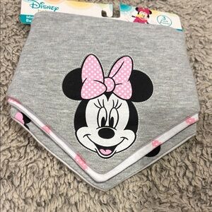 Disney Minnie Mouse Bandana Bibs‎ Baby OS Grey Pink NWT 3-Pack Set